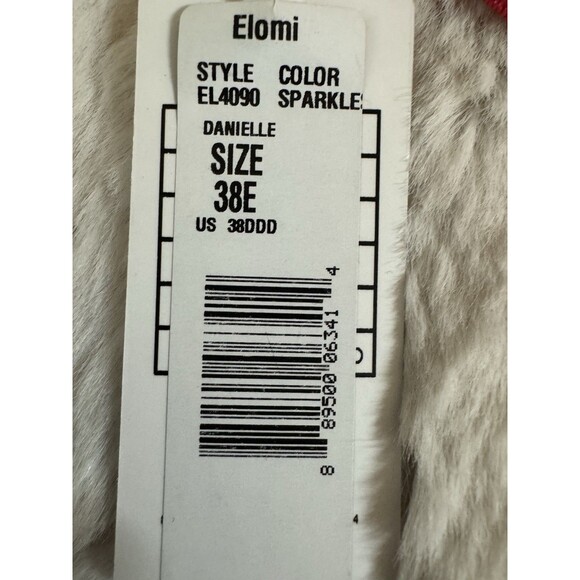 ELOMI Stretch Lace Underwire Plunge Bra, US 38E Sparkle Confetti Hot Pink New - Picture 5 of 6